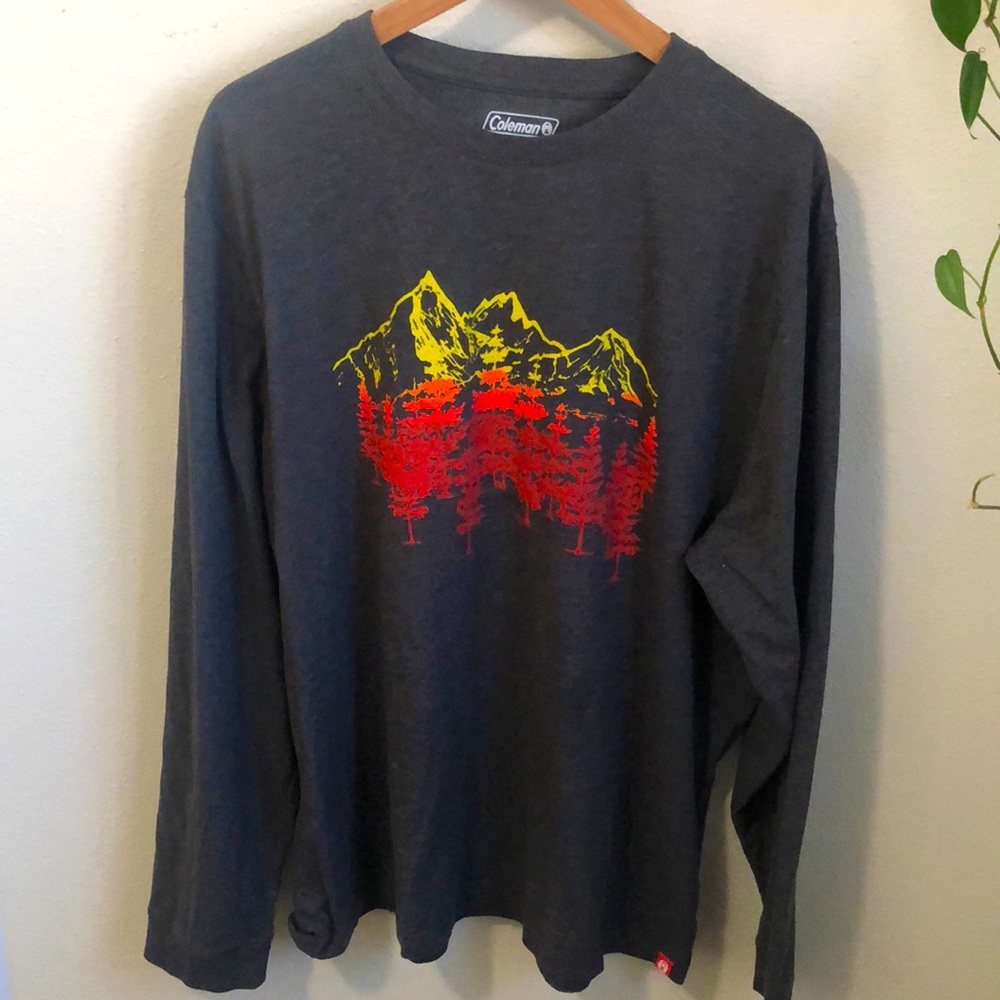 Coleman Long Sleeve Tee - Charcoal with Vibrant Red and Yellow Graphic